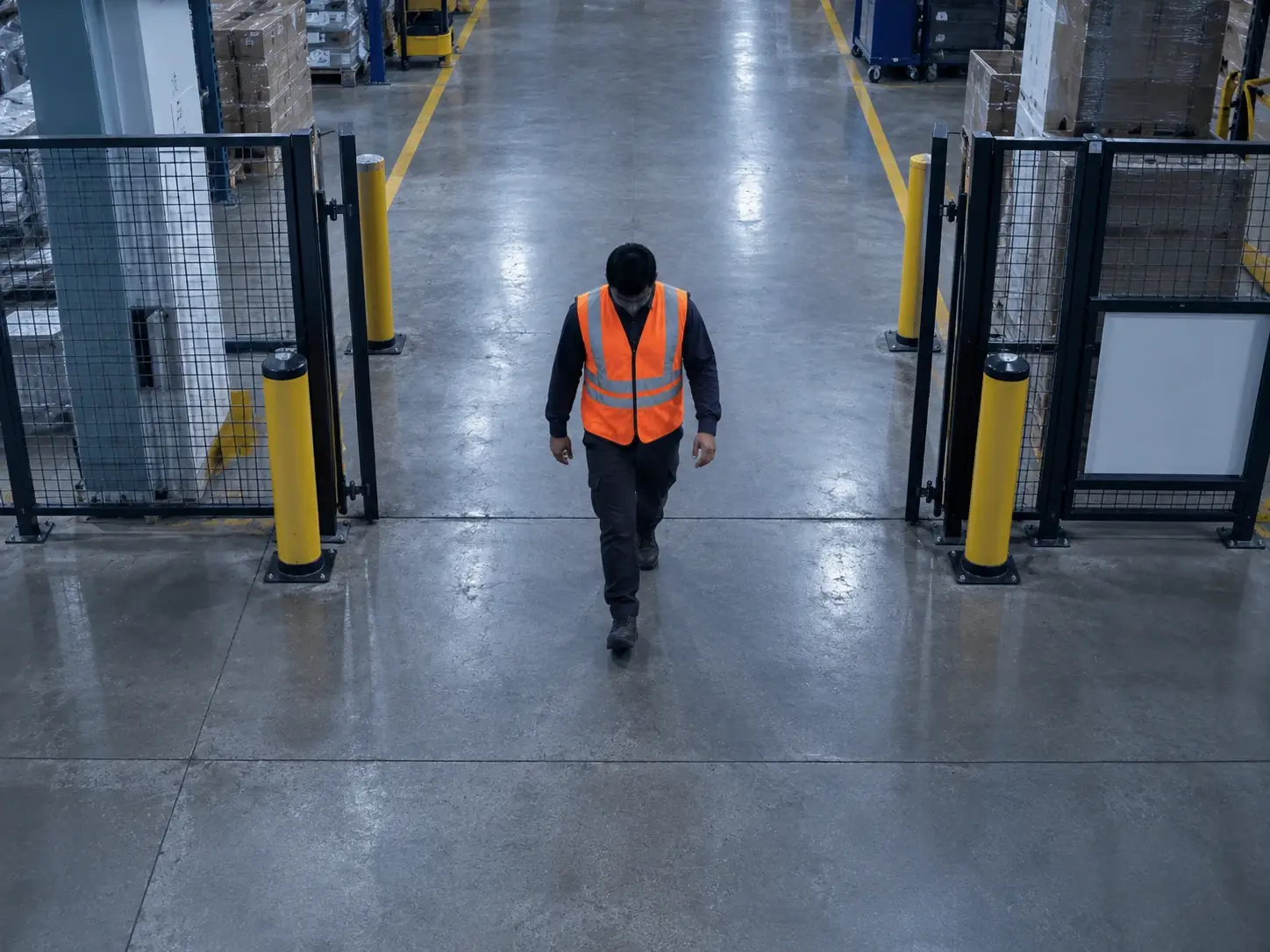 Example: at a factory gate, FACSOR checks a worker walking in, finds the vest but no helmet, and raises an alert.